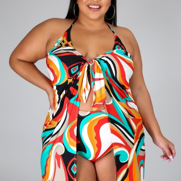 3pc plus size swim bikini - Picture 3 of 5